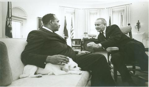 Mitchell meets President Johnson, 1967